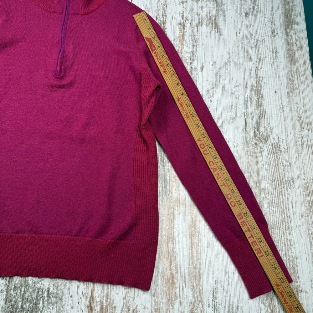Patagonia Womens Magenta Pink 100% Merino Wool Quarter Zip Sweater Base Layer L - Picture 7 of 8